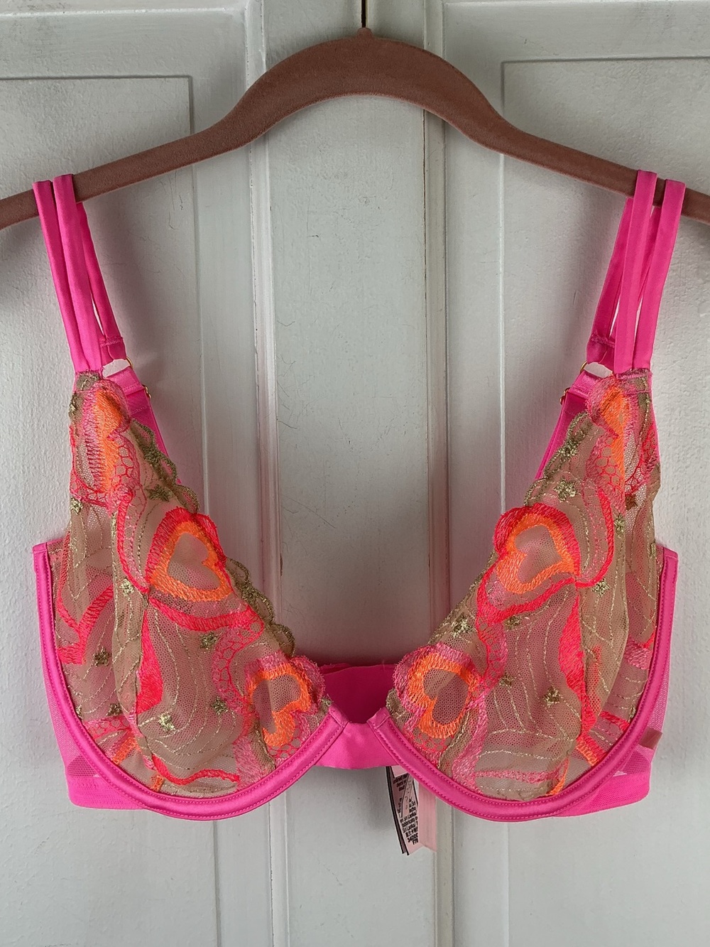 Victoria Secret Unlined Demi Bra Neon Underwire 34DDD